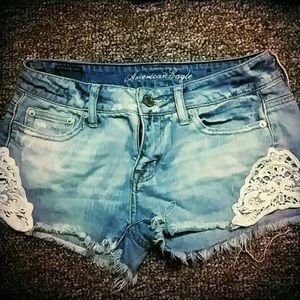 Lace jean shorts